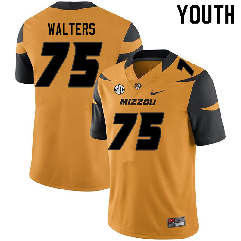 Youth #75 Mitchell Walters Missouri Tigers College Football Jerseys Sale-Yellow
